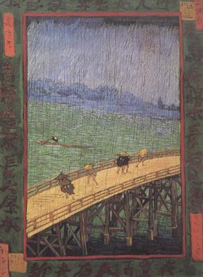 Vincent Van Gogh Japonaiserie:Bridge in the Rain (nn04) Sweden oil painting art